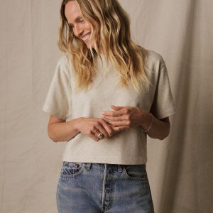 Heather Oat Field-Spec Boyfriend Crop Tee