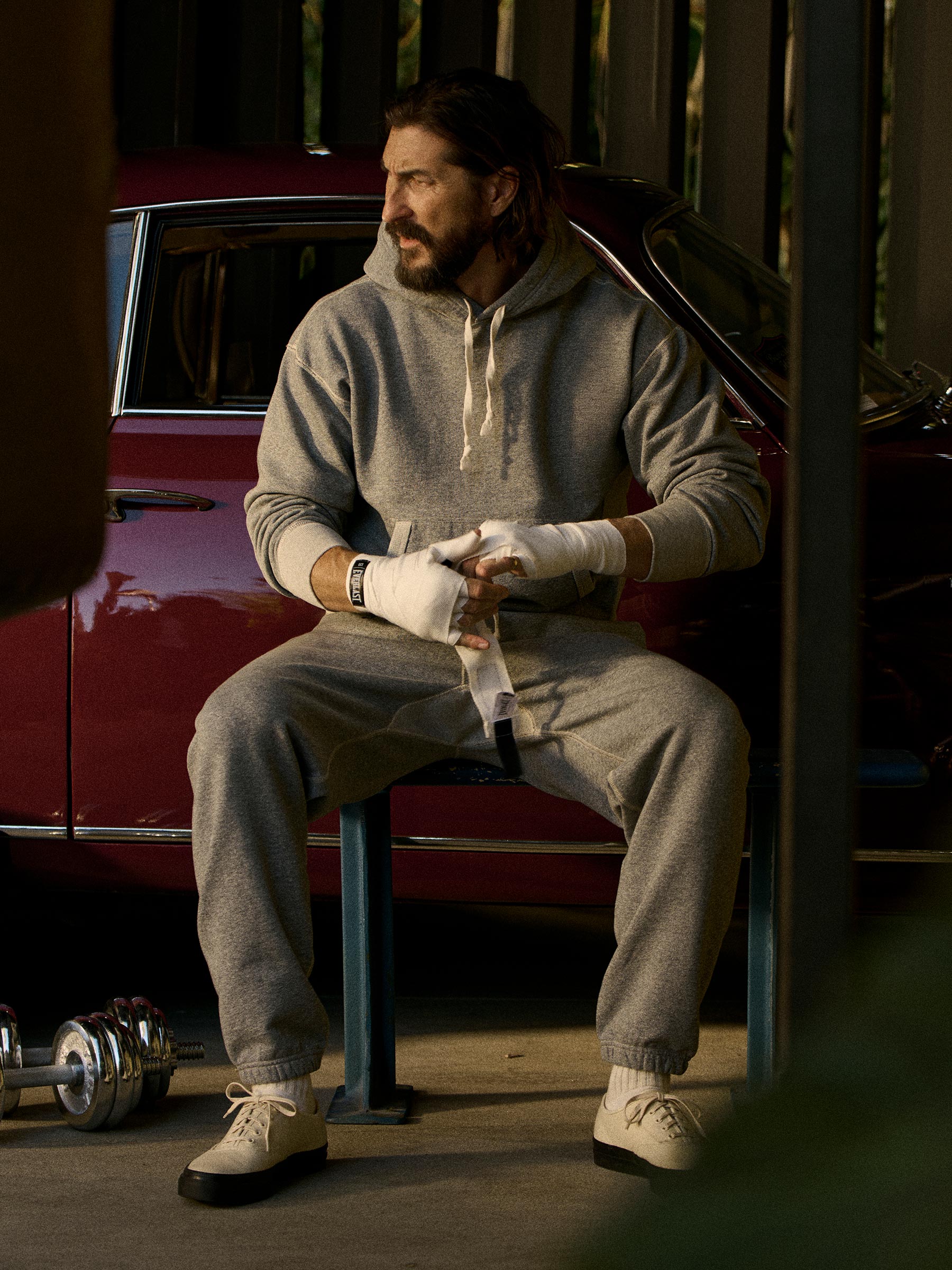 Two Tone Heather Grey Welterweight Hooded Sweatshirt - Image 8