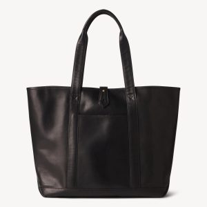 Black Y'2 Leather X Buck Mason Leather Tote- Modern American Classics