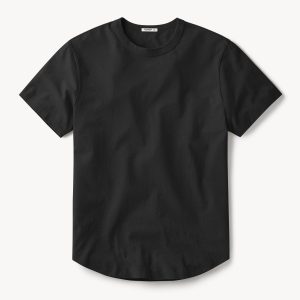 Black Slub Curved Hem Tee