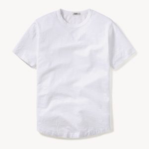 White Slub Curved Hem Tee