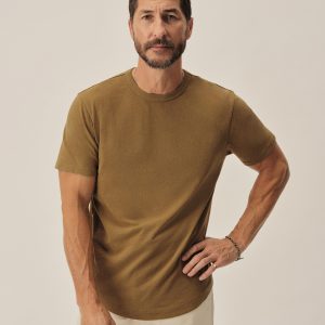 Mustard Venice Wash Slub Curved Hem Tee