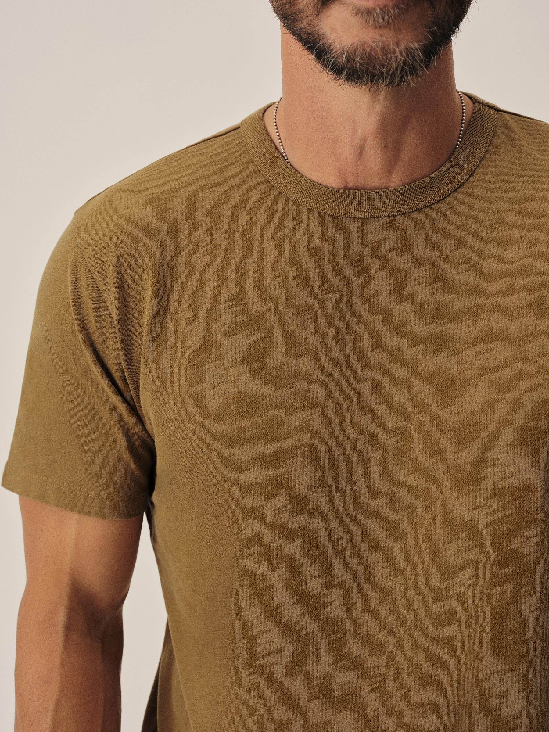 Mustard Venice Wash Slub Curved Hem Tee - Image 2