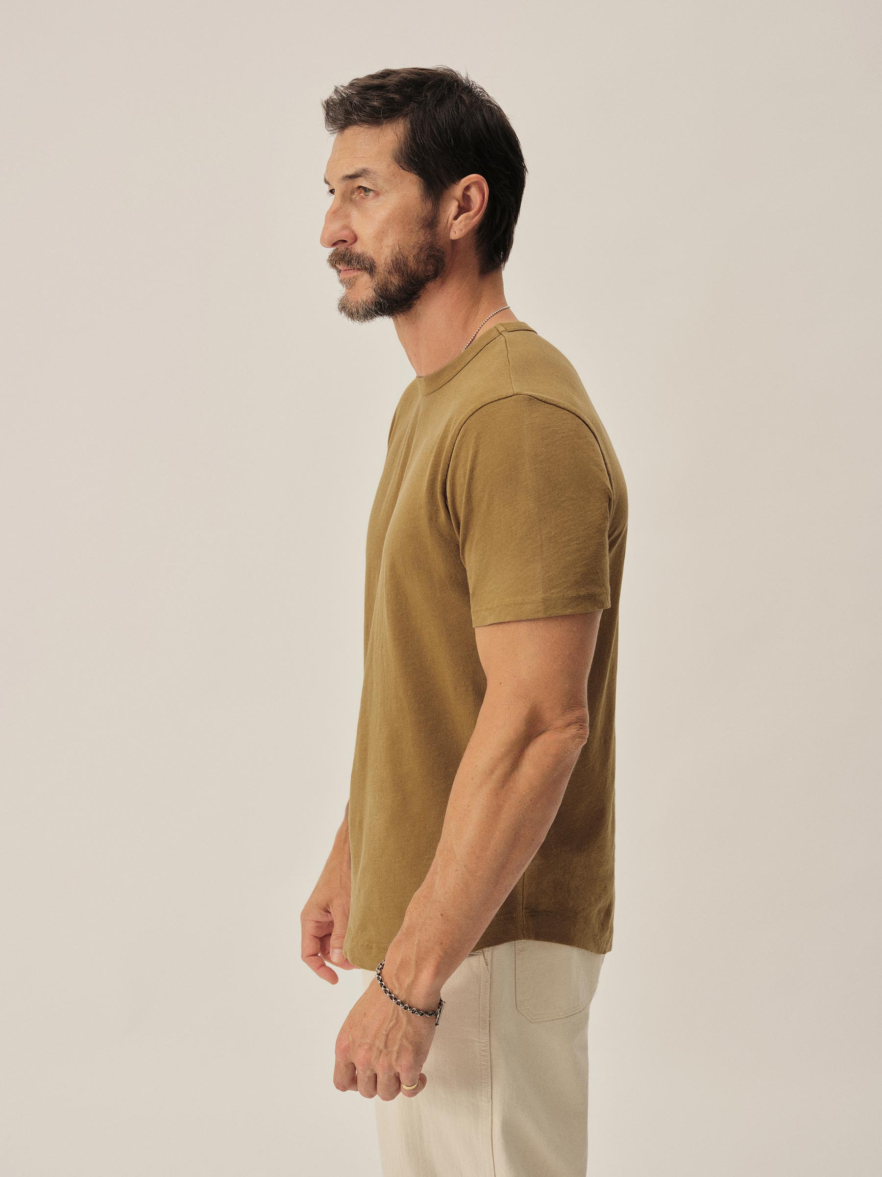 Mustard Venice Wash Slub Curved Hem Tee - Image 3
