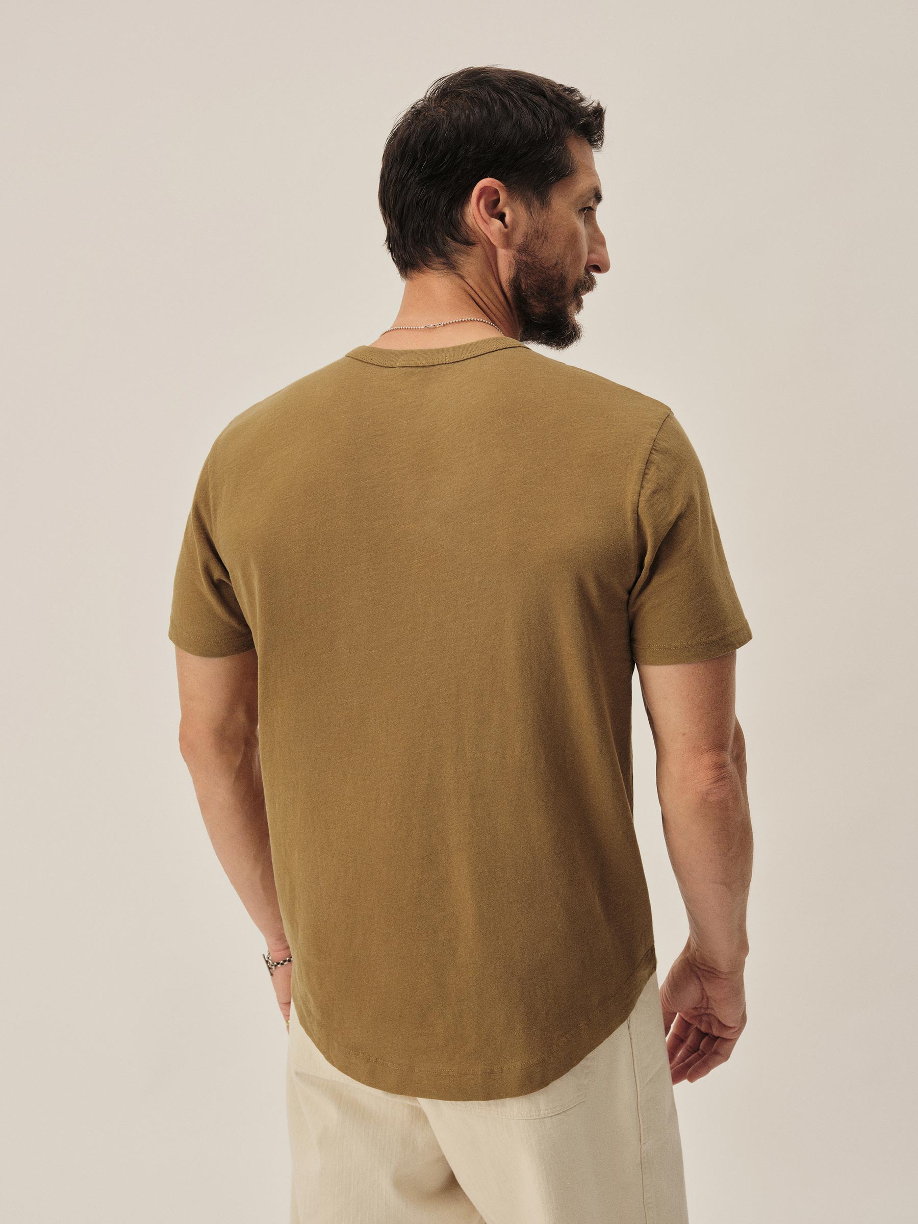 Mustard Venice Wash Slub Curved Hem Tee - Image 4
