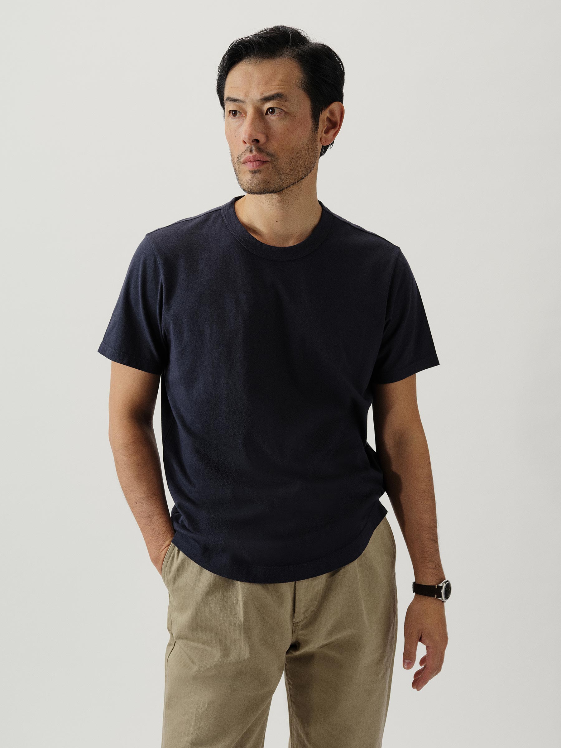 Dress Navy Pima Curved Hem Tee - Image 2