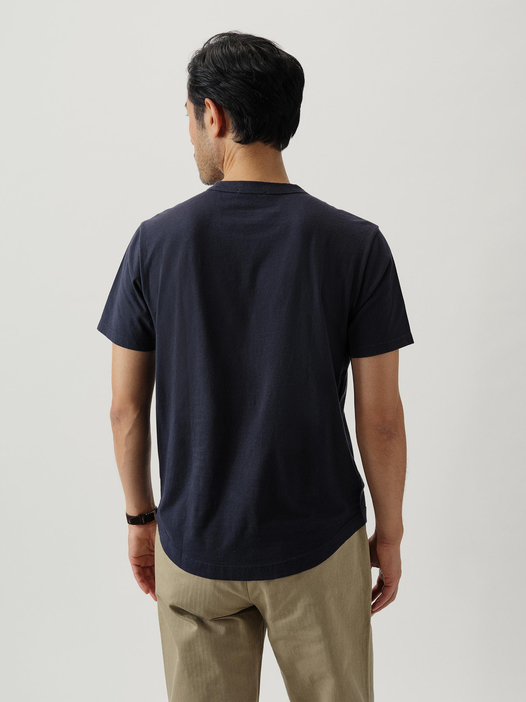 Dress Navy Pima Curved Hem Tee - Image 3