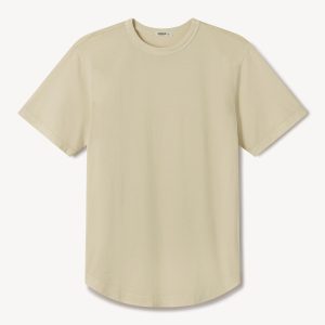 Pale Sand Pima Curved Hem Tee