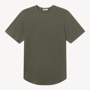 Moss Green Venice Wash Pima Curved Hem Tee