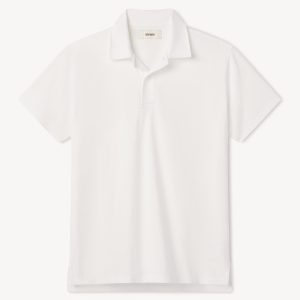 White Sueded Cotton Polo