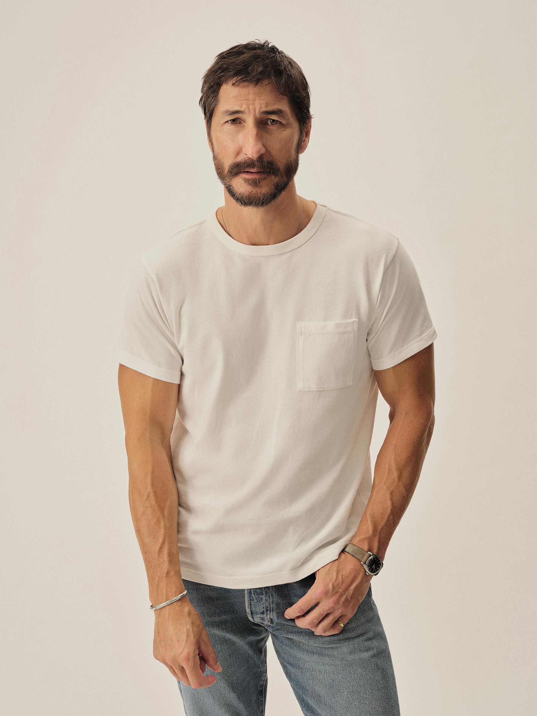 White Toughknit Pocket Tee - Image 3