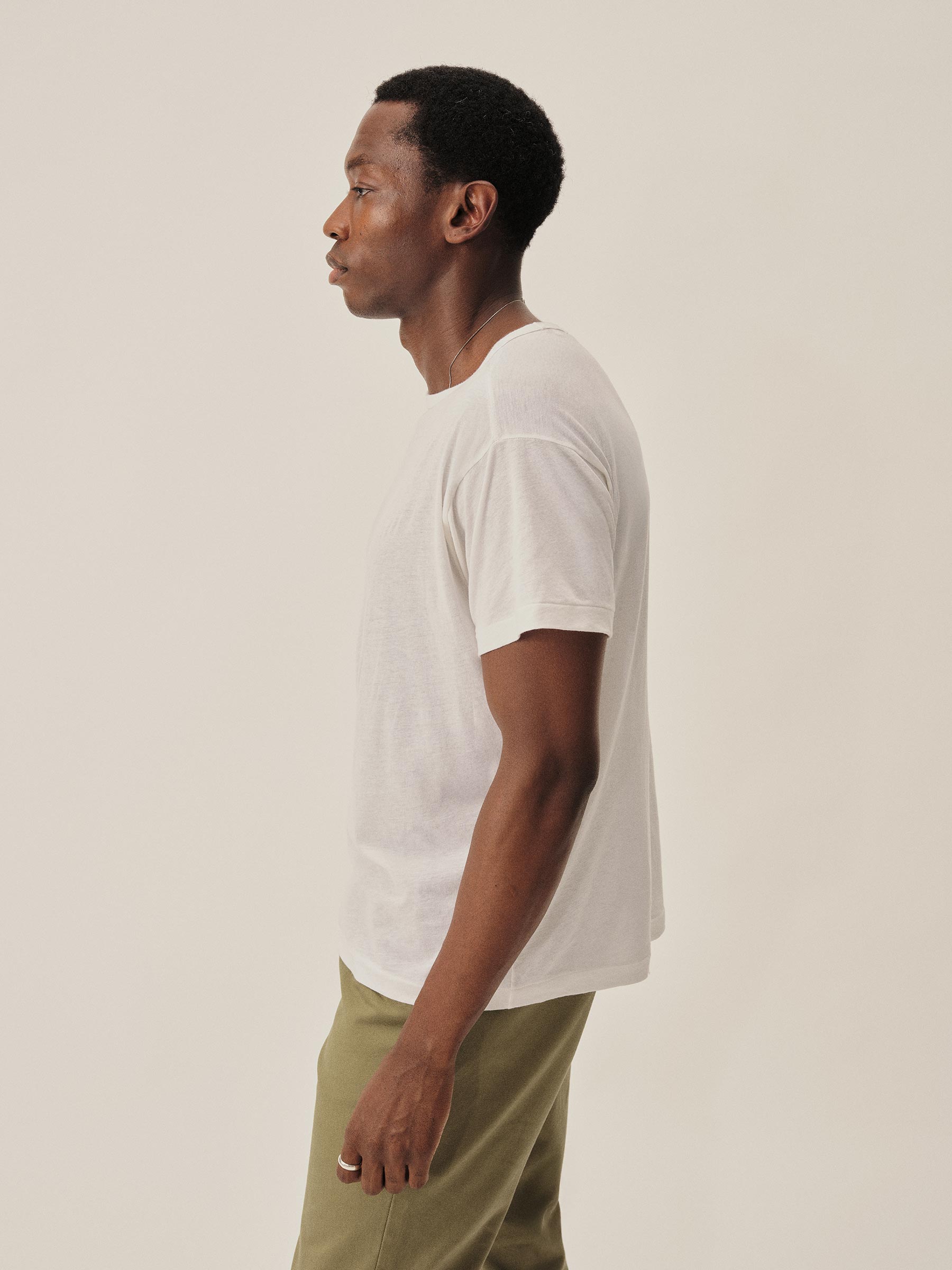 White Japanese De-Luxe Cotton Linen Knit Tee - Image 4