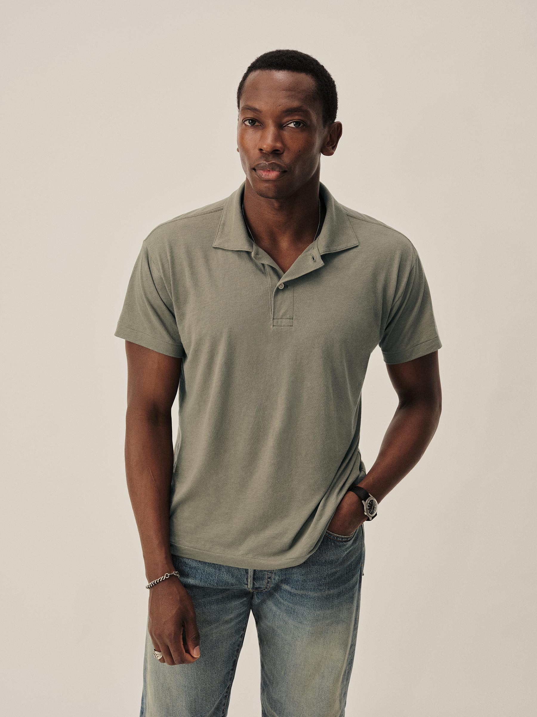 Seagrass Japanese Cool Cashmere Knit Polo - Image 2