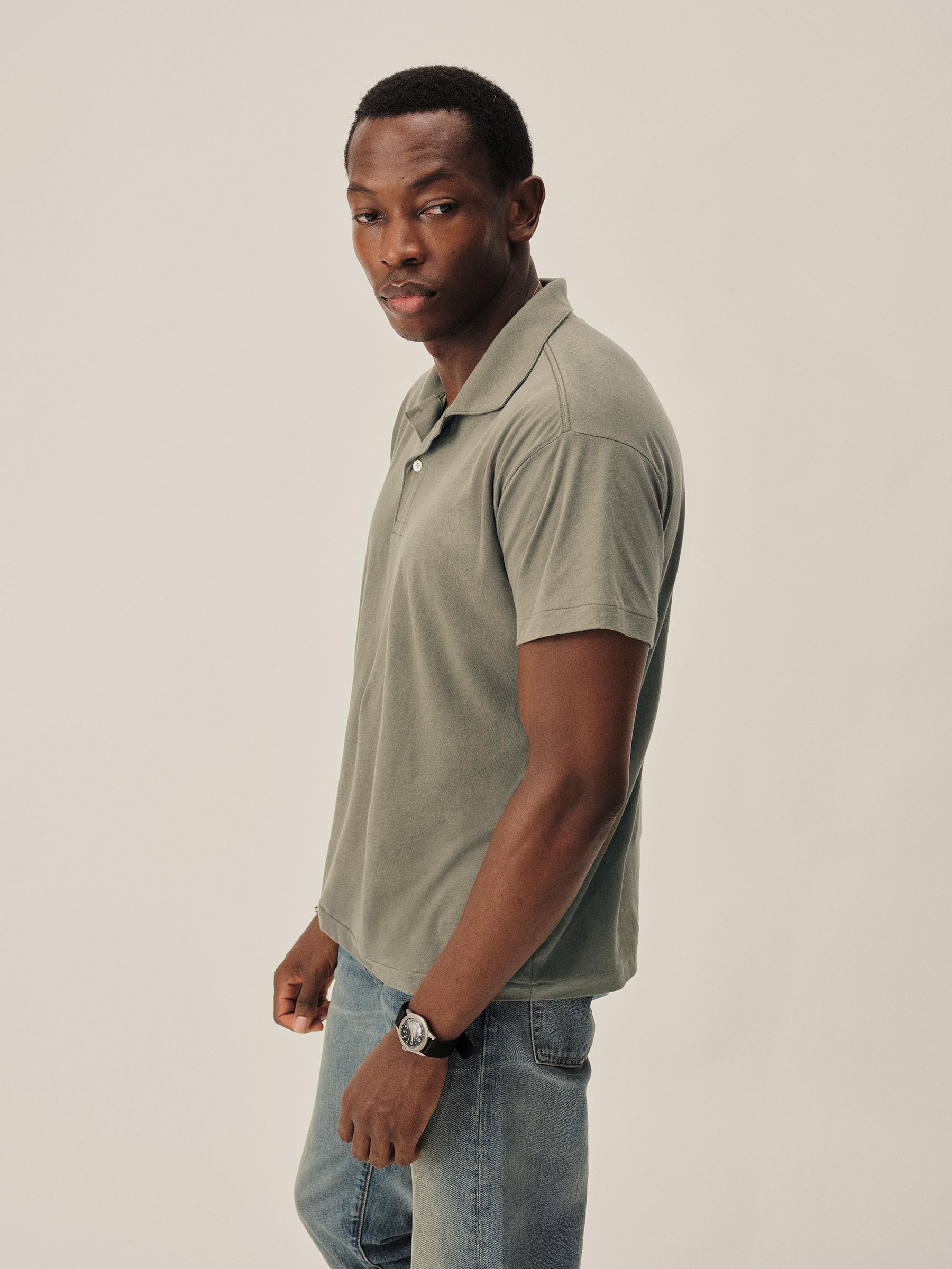 Seagrass Japanese Cool Cashmere Knit Polo - Image 3