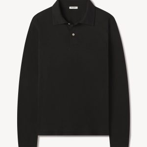 Black Japanese Cool Cashmere L/S Knit Polo