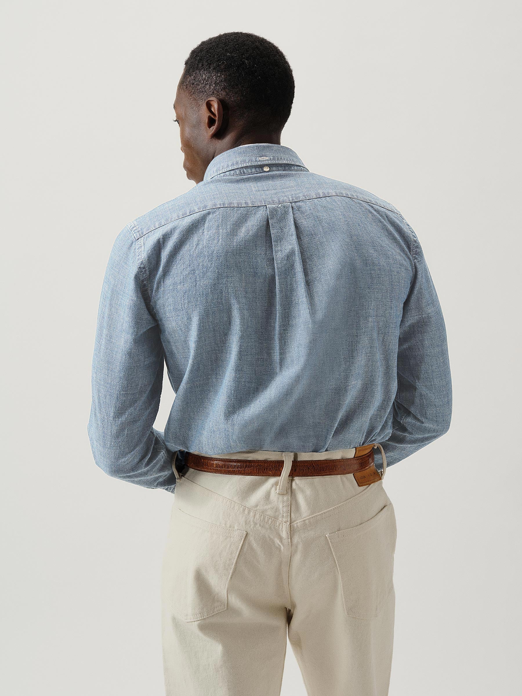 L039 Japanese Chambray One Pocket Shirt - Image 4