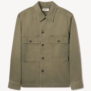 Rich Olive Herringbone Twill Fatigue Shirt