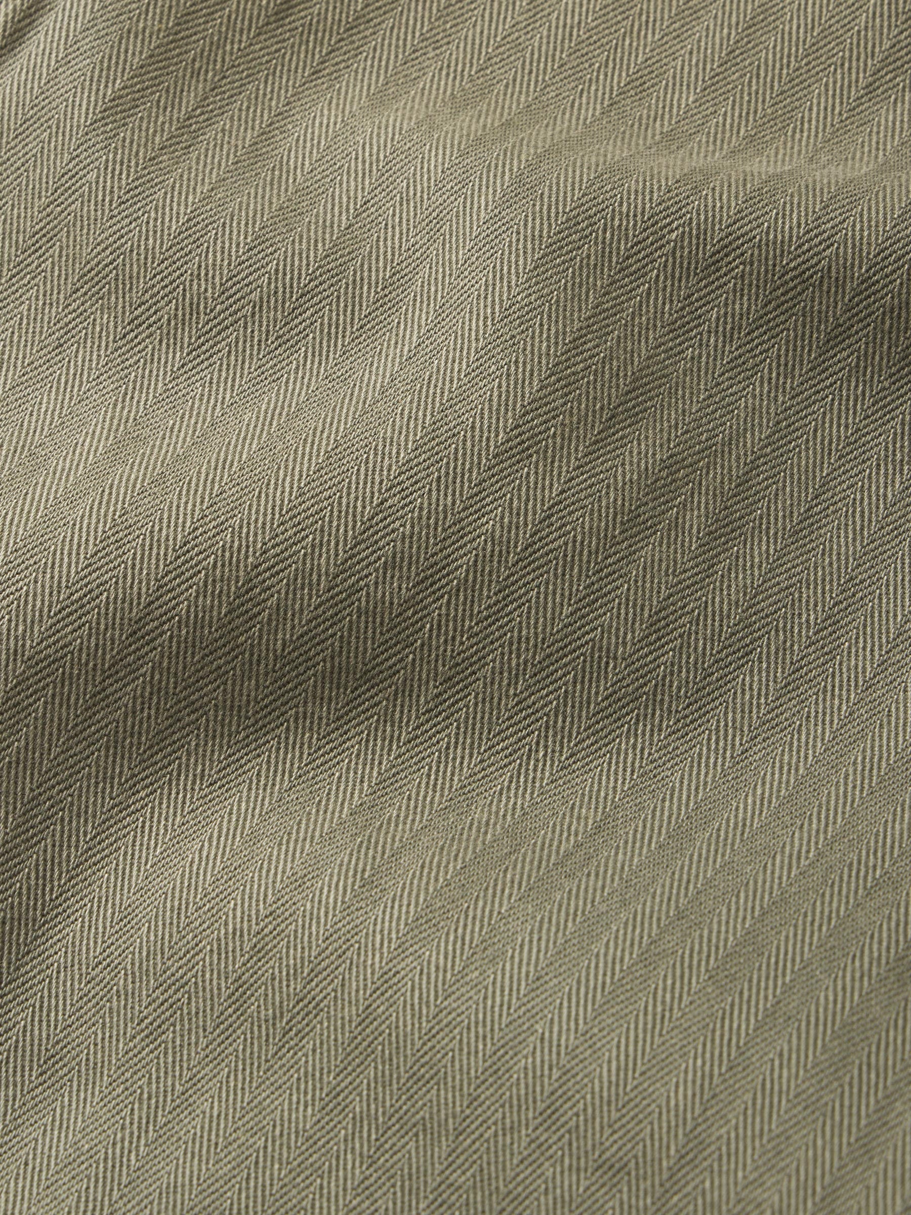 Rich Olive Herringbone Twill Fatigue Shirt - Image 8