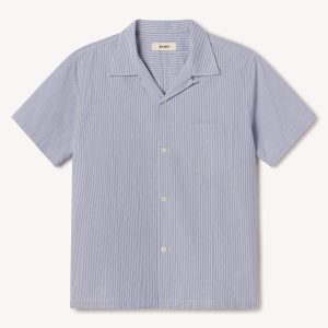 French Blue/White Double Stripe Wornwell One Pocket Shirt