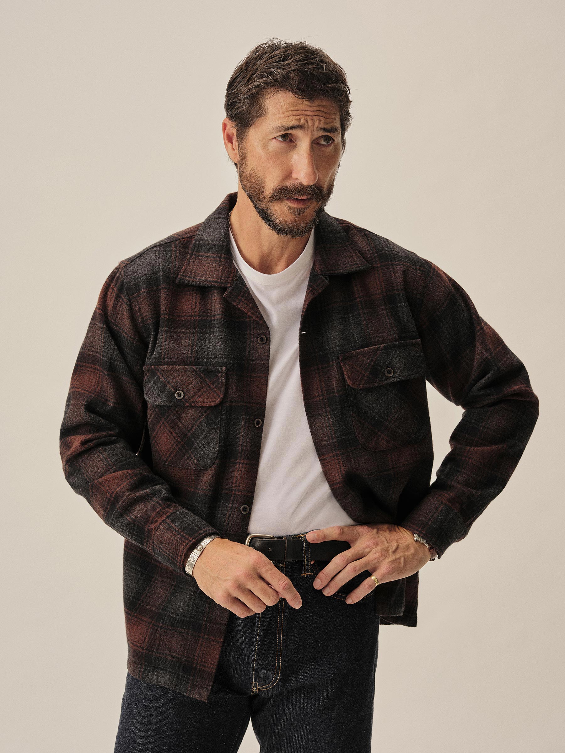 Grey Rust Plaid North Coast Camp Shirt - Image 3