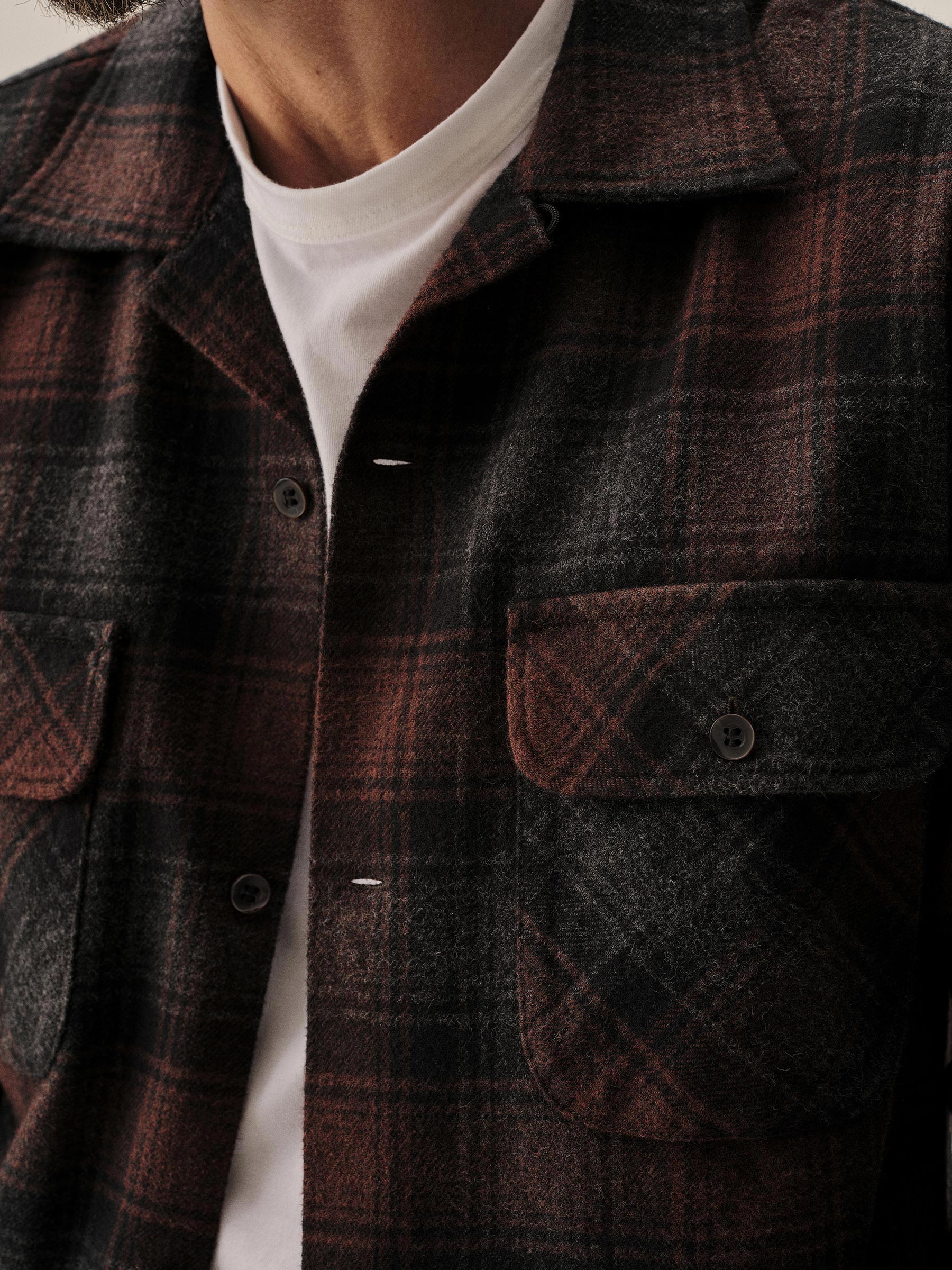 Grey Rust Plaid North Coast Camp Shirt - Image 4