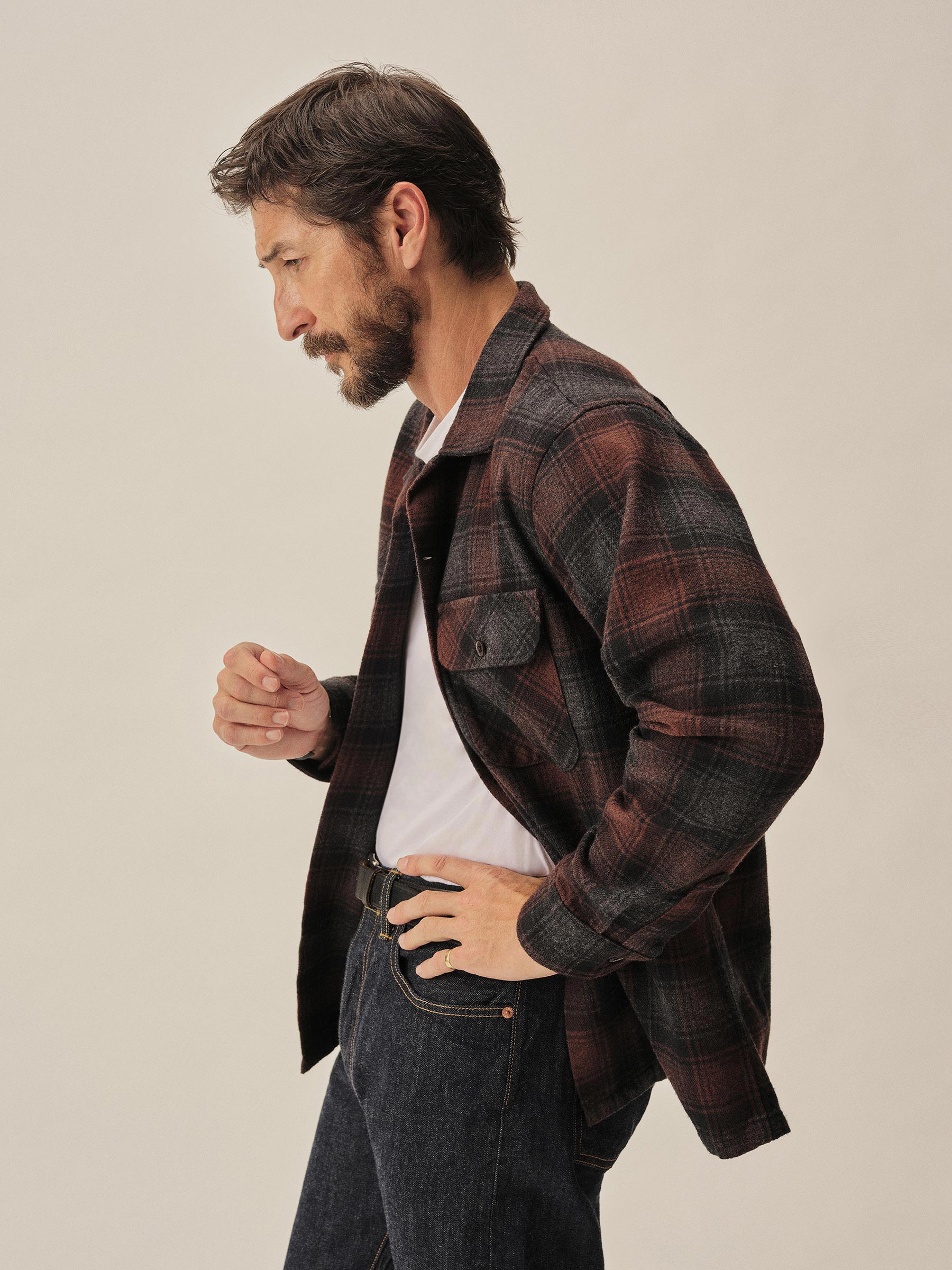 Grey Rust Plaid North Coast Camp Shirt - Image 5
