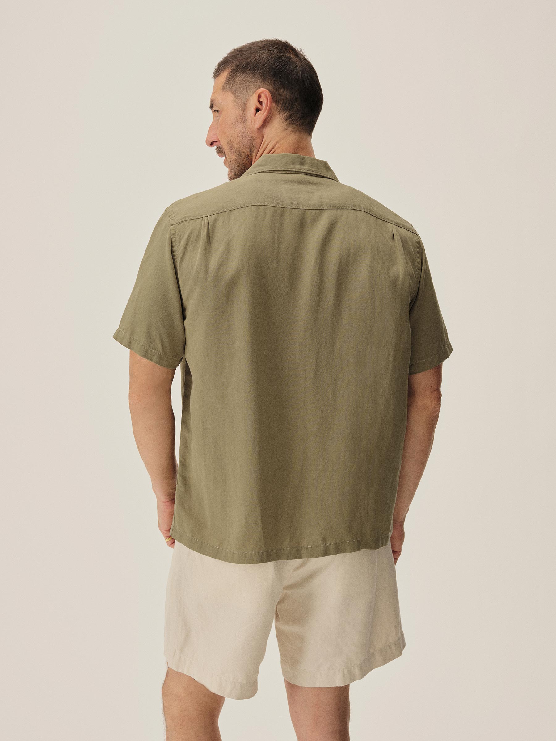 Aloe Green Draped Linen Deuce Coupe Camp Shirt - Image 5