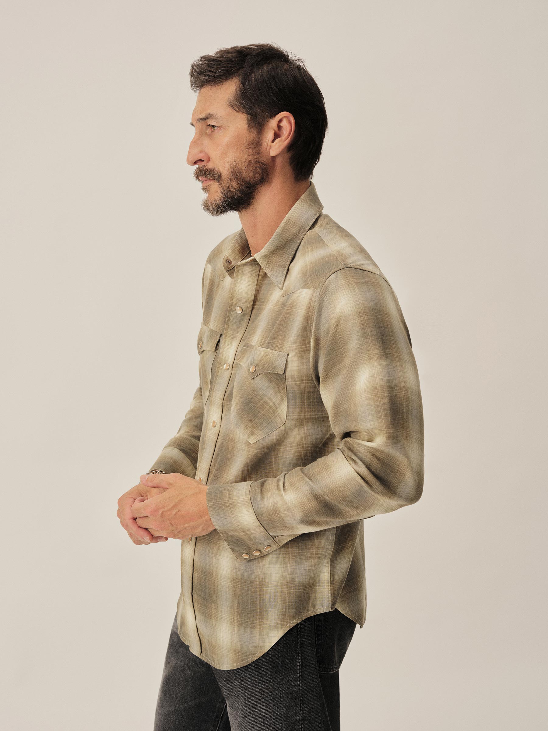 Sage Brush Shadow Plaid Palomino Western Shirt - Image 5