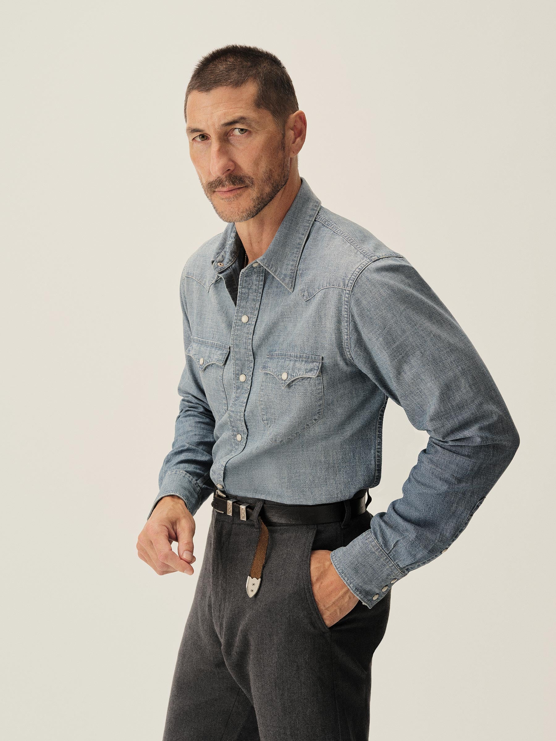 M046 Japanese Chambray Western Shirt - Image 5