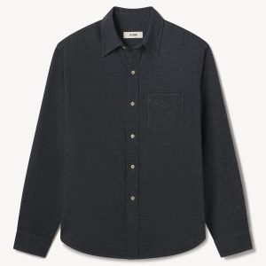Grey / Navy Nailhead Pacific Twill Flannel Bd Shirt