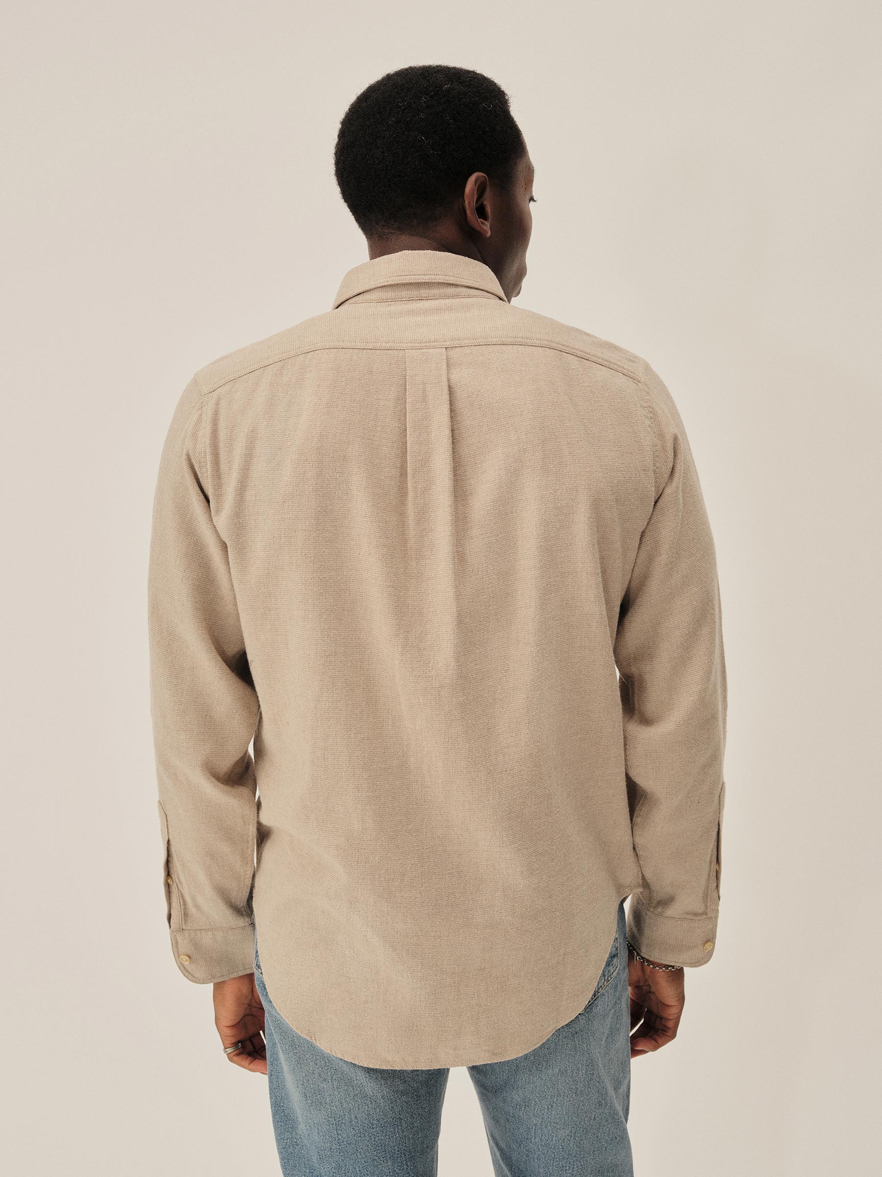 Oatmeal Heather Nailhead Pacific Twill Flannel Bd Shirt - Image 4