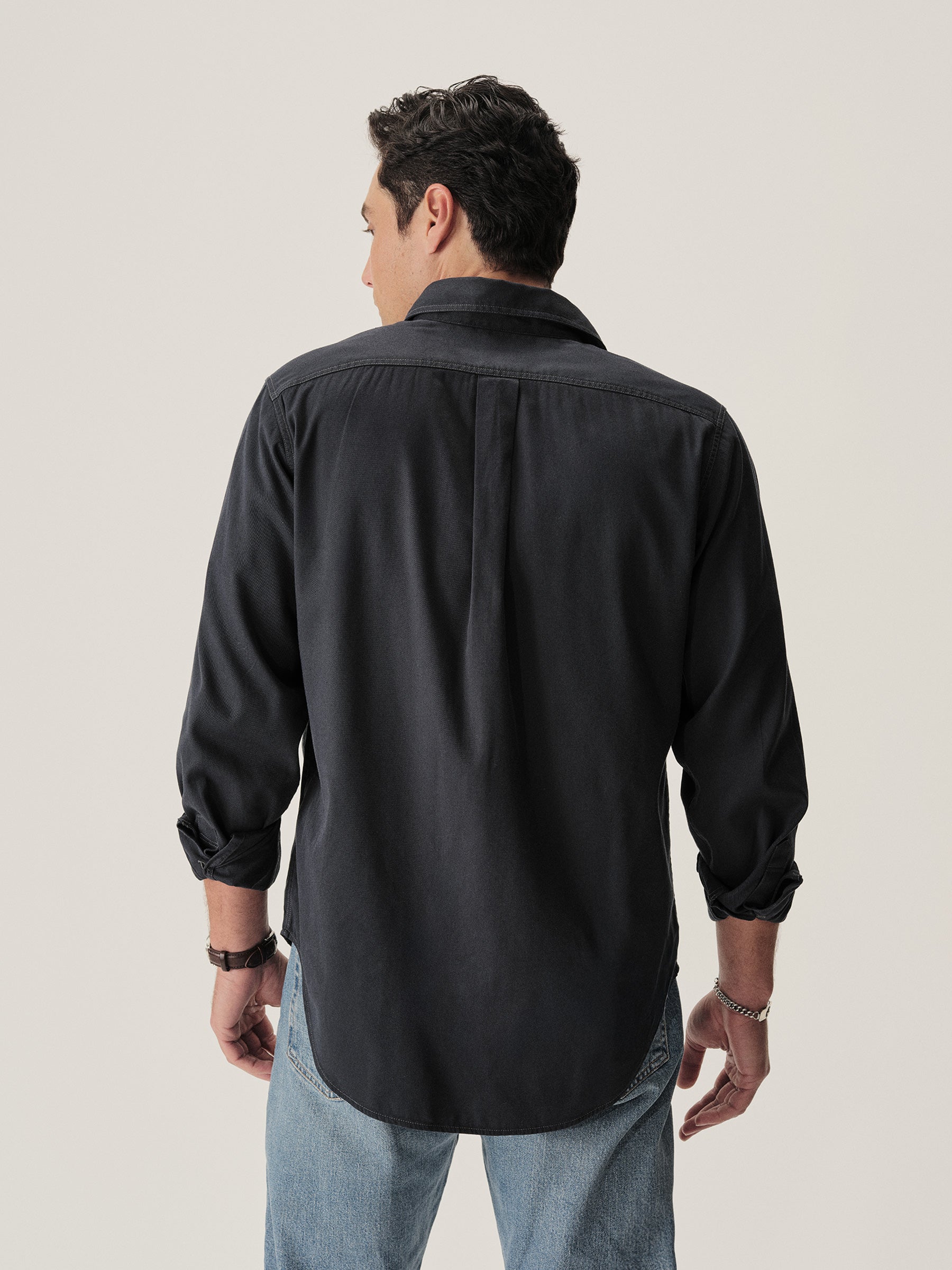 Dress Navy Draped Twill One Pocket Shirt - Image 5