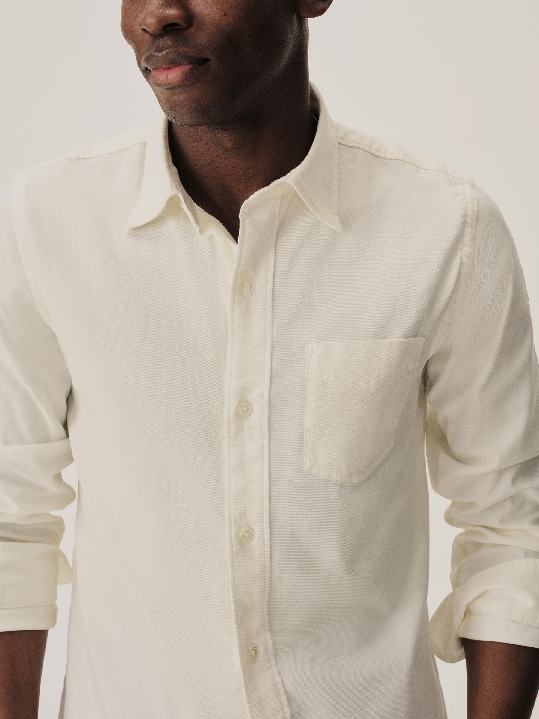 Natural Draped Twill One Pocket Shirt - Image 4