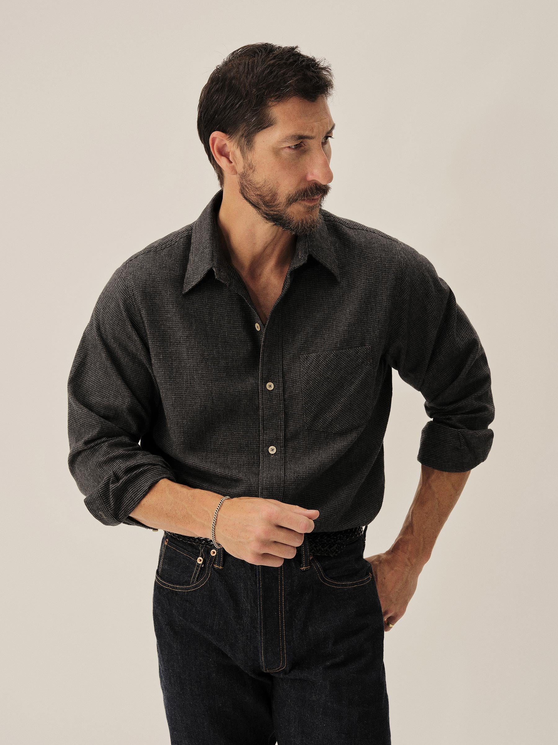 Charcoal Chainmail Check Pacific Twill Flannel Bd Shirt - Image 4