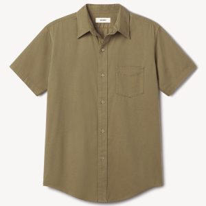 Dried Wheatgrass Draped Twill S/S One Pocket Shirt