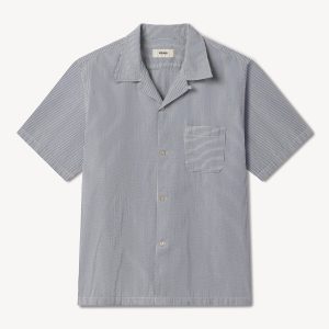 Blue/White Stripe Sodapop Seersucker Camp Shirt