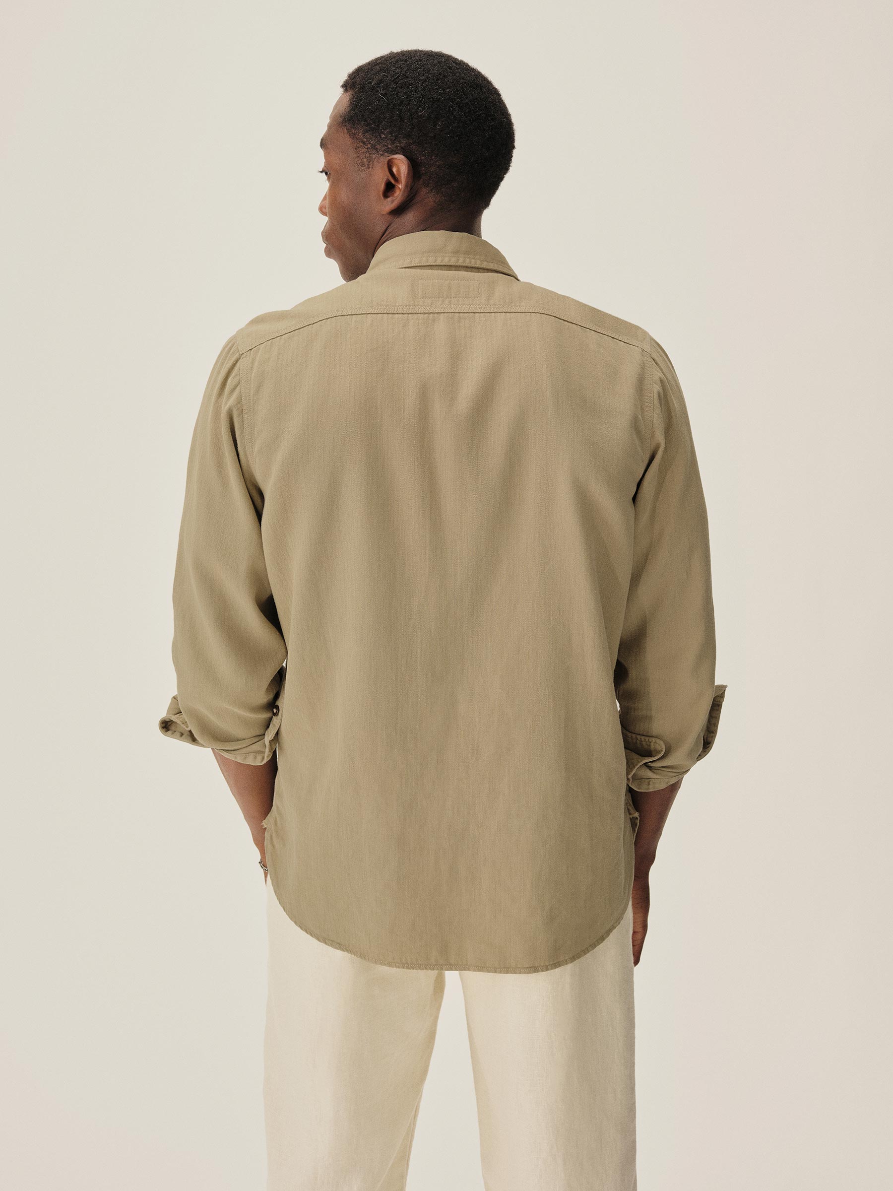 Light Khaki Hemp HBT Soft Pack Station Shirt - Image 5