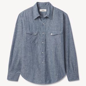 Light Blue End on End Linen/Cotton Pacific Drifter Western Shirt