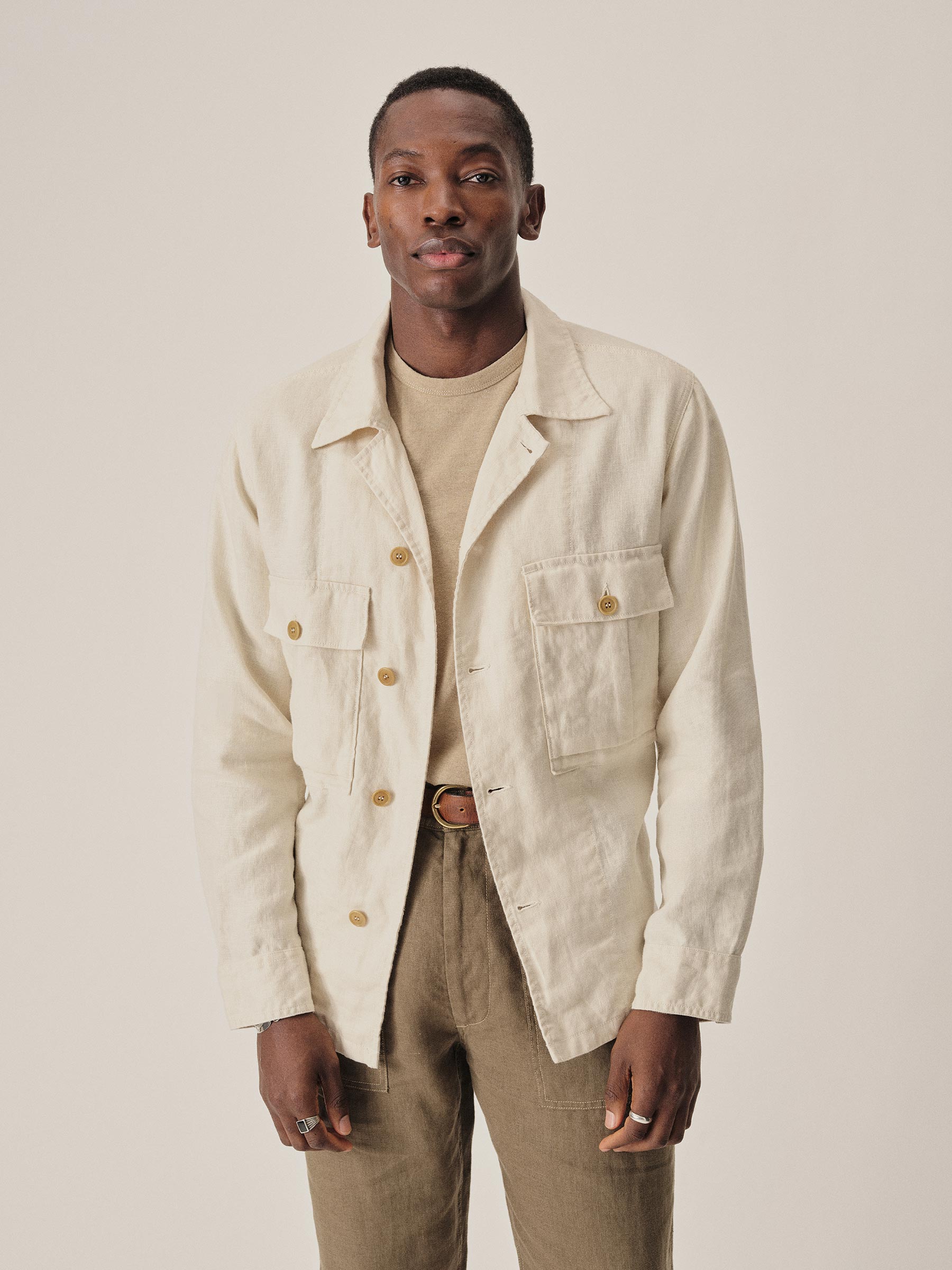 Worn White Loomed Linen P-43 Fatigue Shirt - Image 2