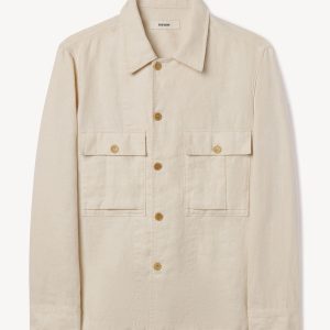 Worn White Loomed Linen P-43 Fatigue Shirt
