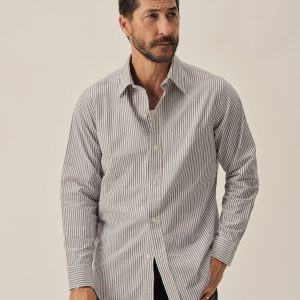 White / Blue Coronado Stripe Wornwell One Pocket Shirt