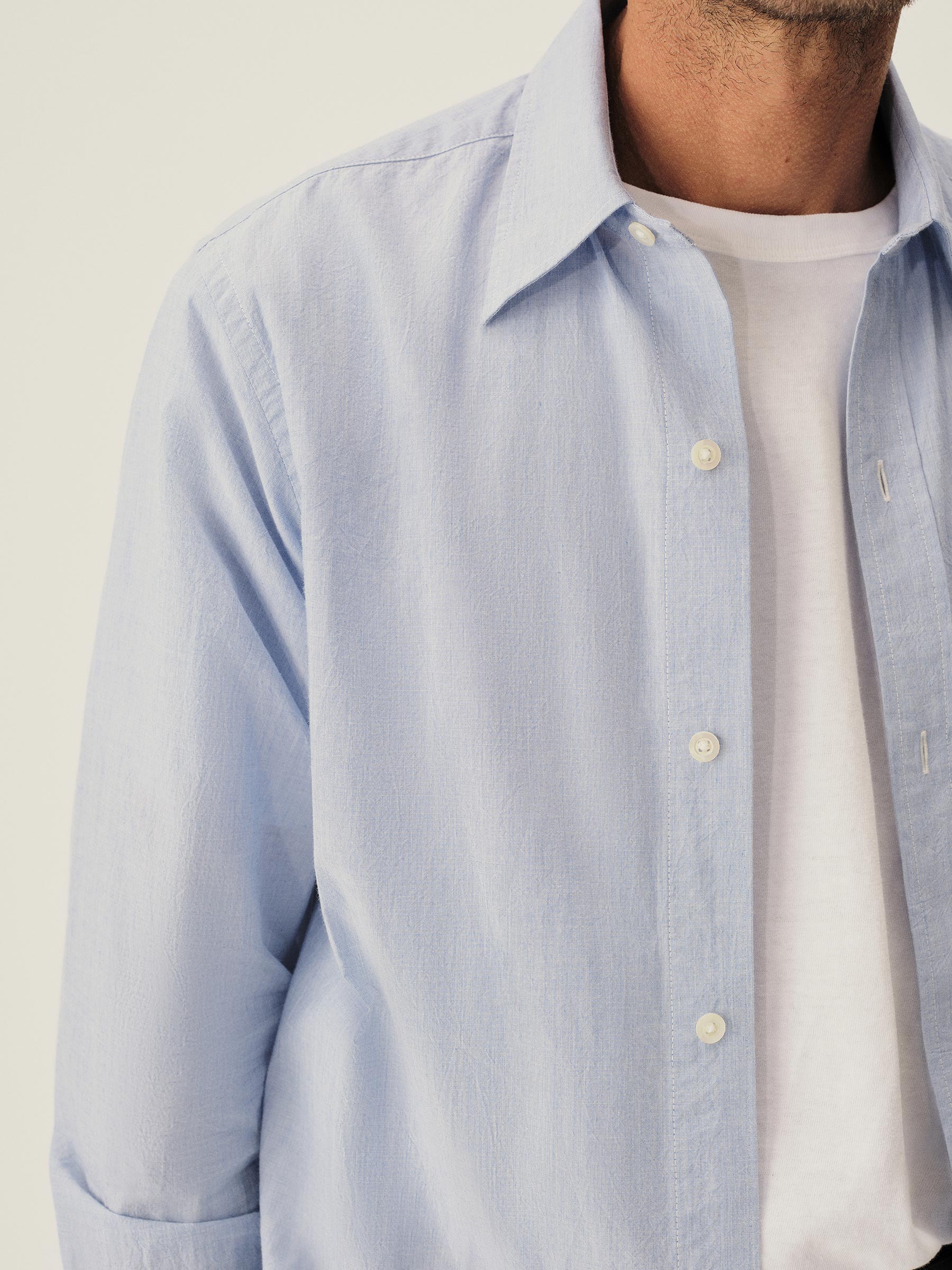 Azure End On End Wornwell One Pocket Shirt - Image 3