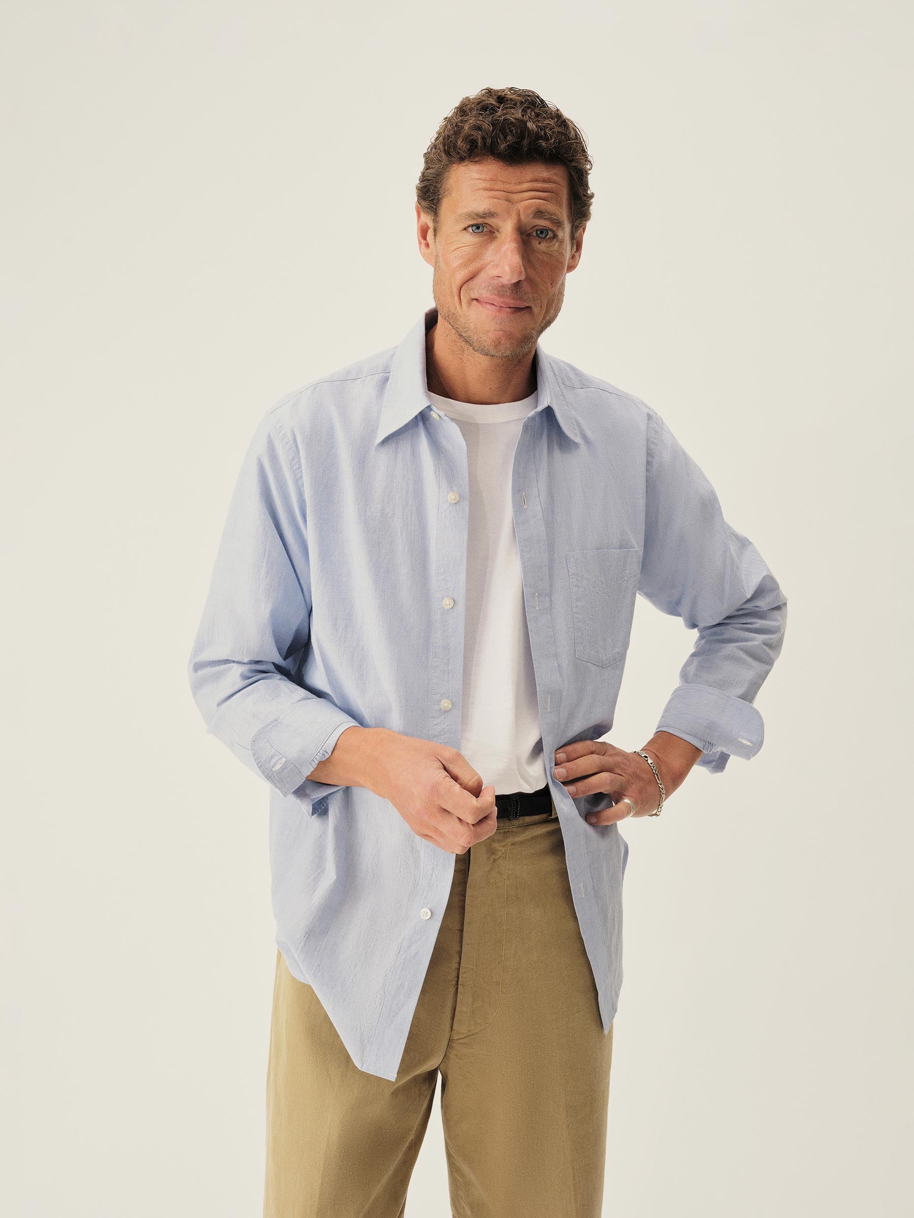 Azure End On End Wornwell One Pocket Shirt - Image 2