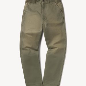 Rich Olive Herringbone Twill Full Saddle Baker Pant