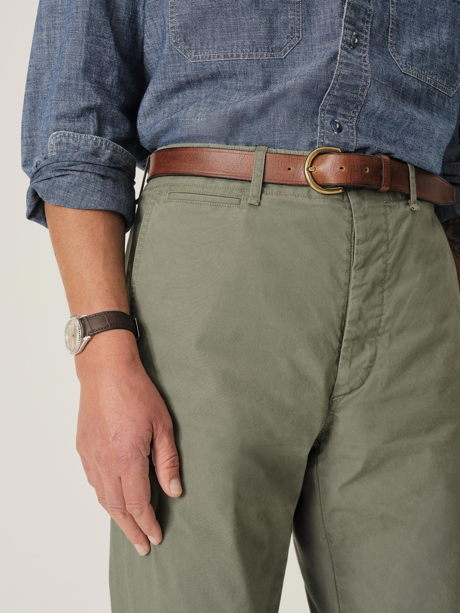 Washed Sage Parachute Poplin Maverick Slim Chino - Image 3