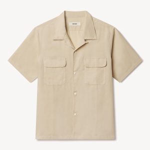 Pale Mojave Draped Linen Deuce Coupe Camp Shirt