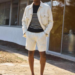 Worn White Loomed Linen OG-107 Fatigue Short