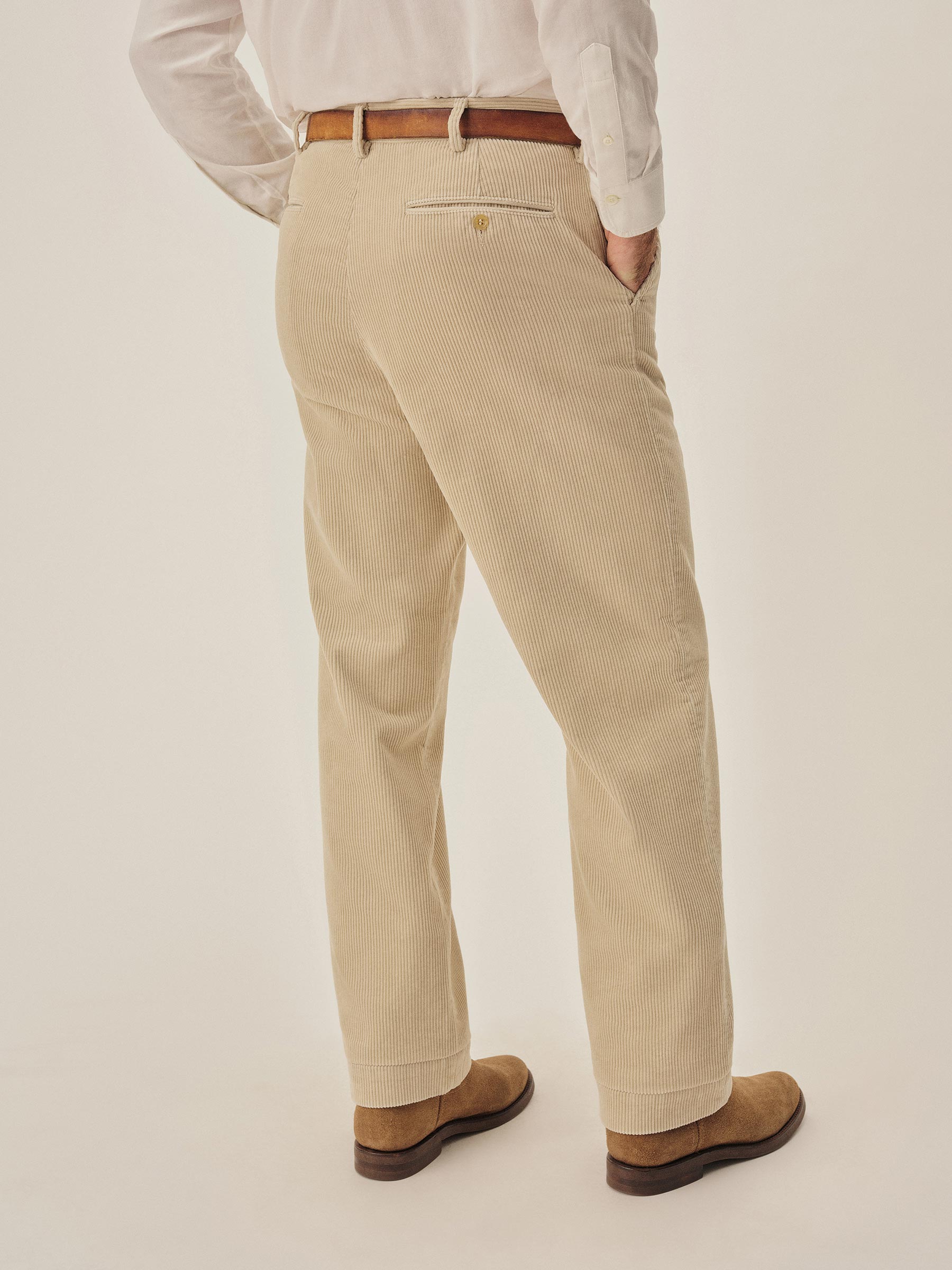 Washed Khaki Chunky Cord Full Saddle Chino - Image 5