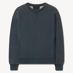 D038 Double Indigo Loopback Double V Crew Sweatshirt
