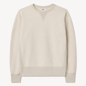 Two Tone Heather Oat Welterweight Double V Crew Sweatshirt